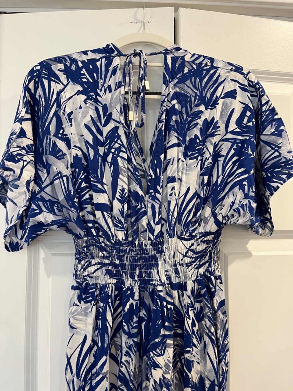 Pinkblush Maternity Blue & White Tropical Print Maxi Dress - Picture 4 of 5